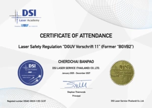 DSI Laser Academy Certificate of Attendance: Laser Safety Regulation DGUV Vorschrift 11 (former BSVB2)