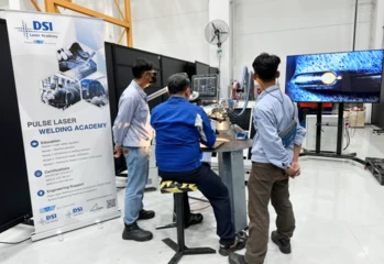 Trainees practicing on a Pulse Laser Welding Academy machine during PLWelder Training