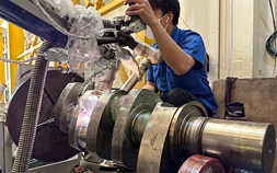 Pulse Laser Welded seam on a cylindrical shaft