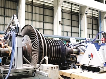 Turbine rotor set up for Pulse Laser Welding refurbishment